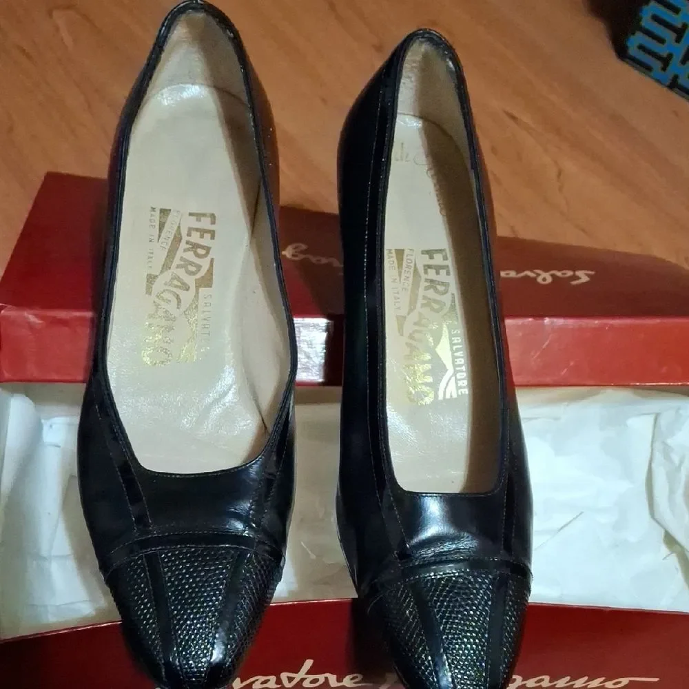 Salvatore Ferragamo Black Leather Heels